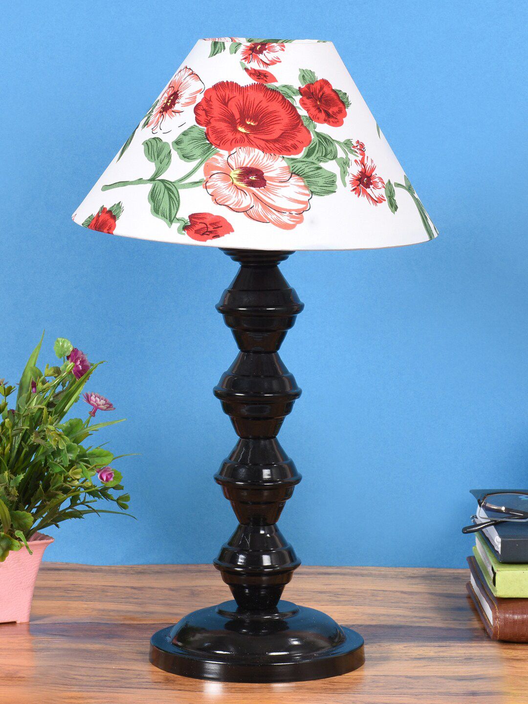 foziq Black & White Printed Table Lamp Price in India