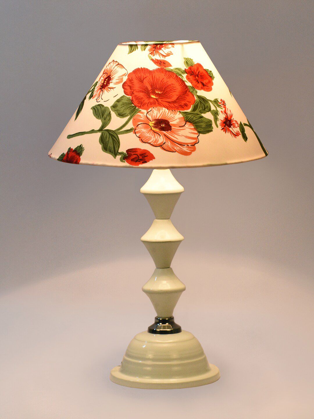 foziq White Printed Frustum Shape Table Lamps Price in India