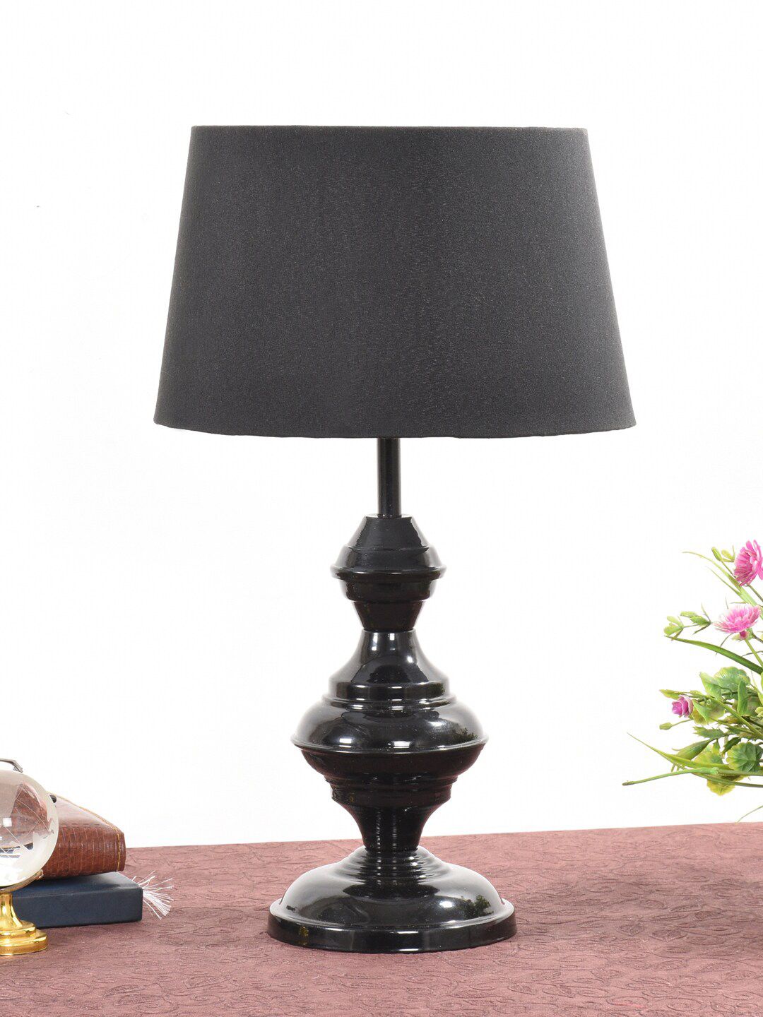 foziq Black Solid Cylinder Shape Metal Table Lamps Price in India