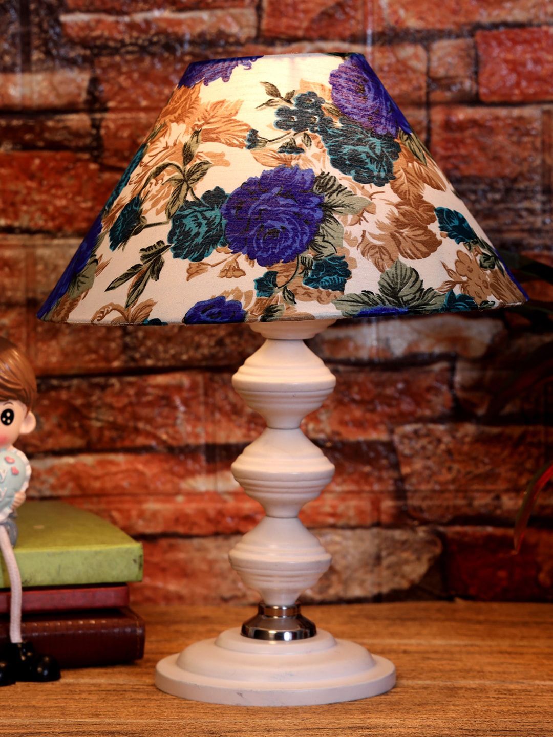 Foziq White Floral Printed Table Lamps Price in India