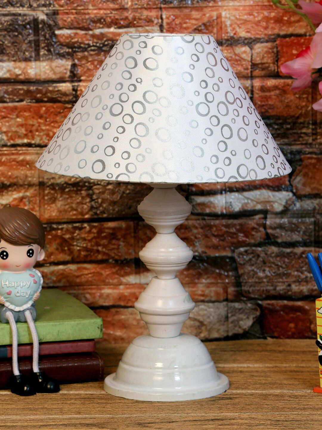 foziq White Printed Metal Table Lamp Price in India