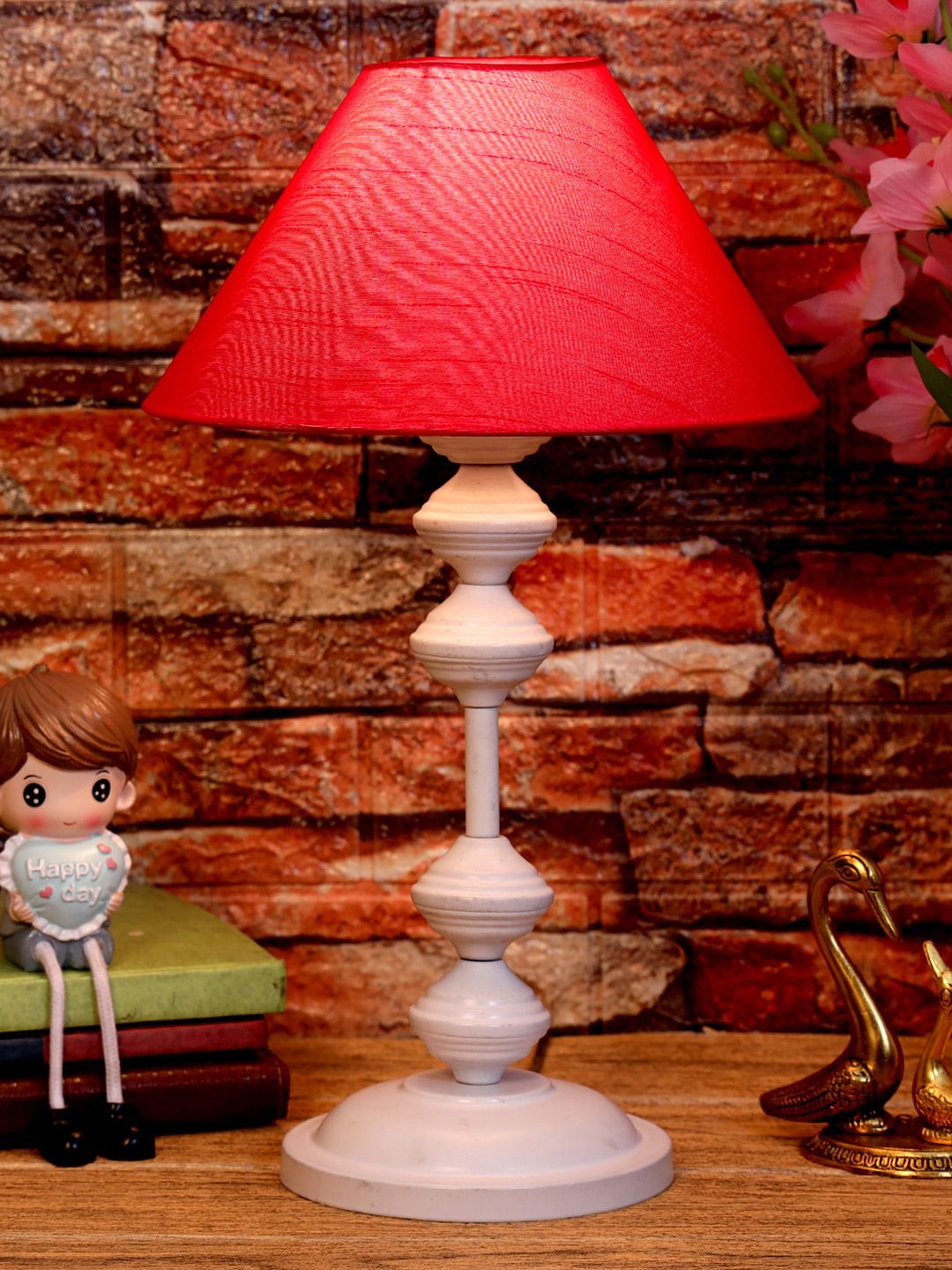 foziq Red Solid Metal Table Lamps Price in India