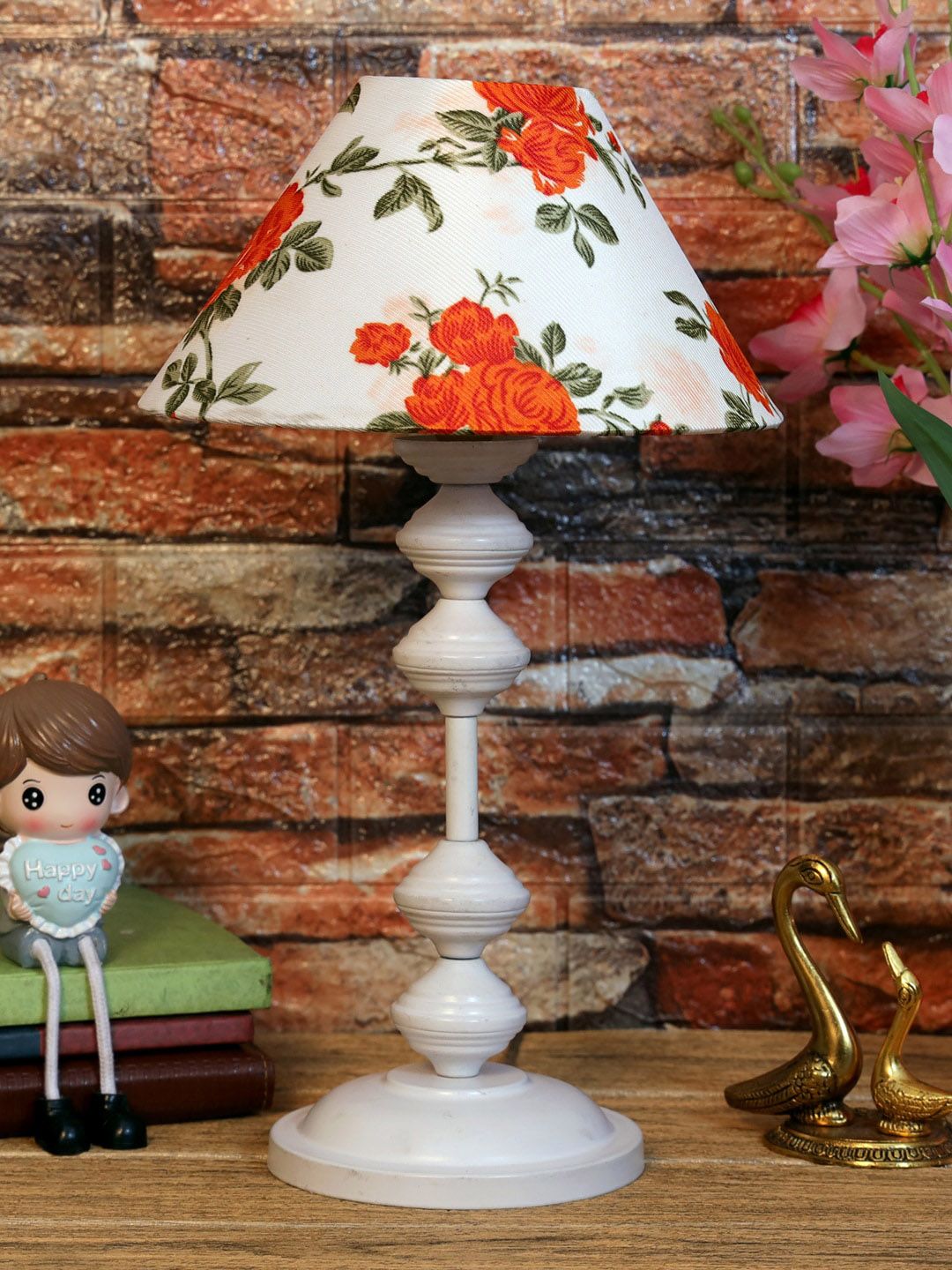 foziq White Printed Table Lamp Price in India