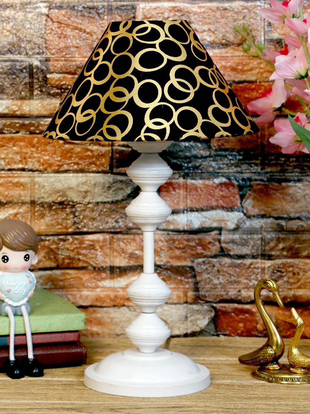 foziq White Printed Table Lamp Price in India