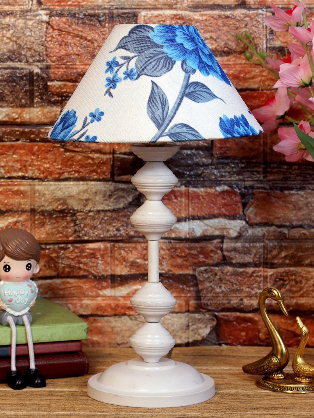 foziq White Printed Table Lamps Price in India