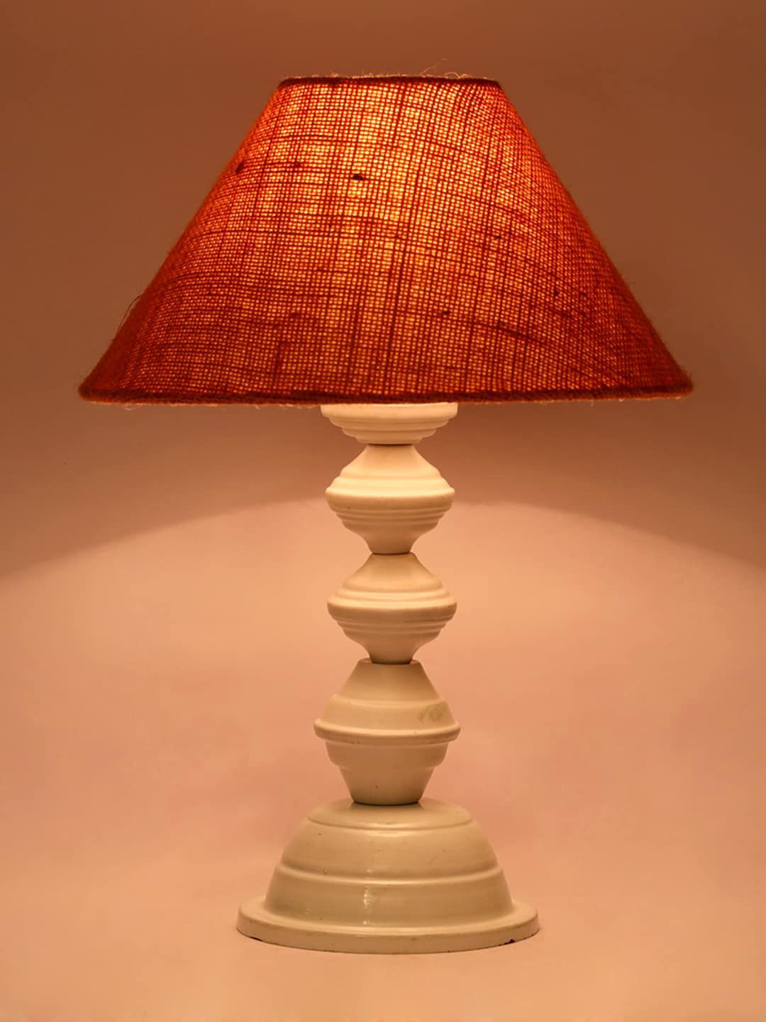 foziq White & Orange Textured Metal Table Lamp Price in India