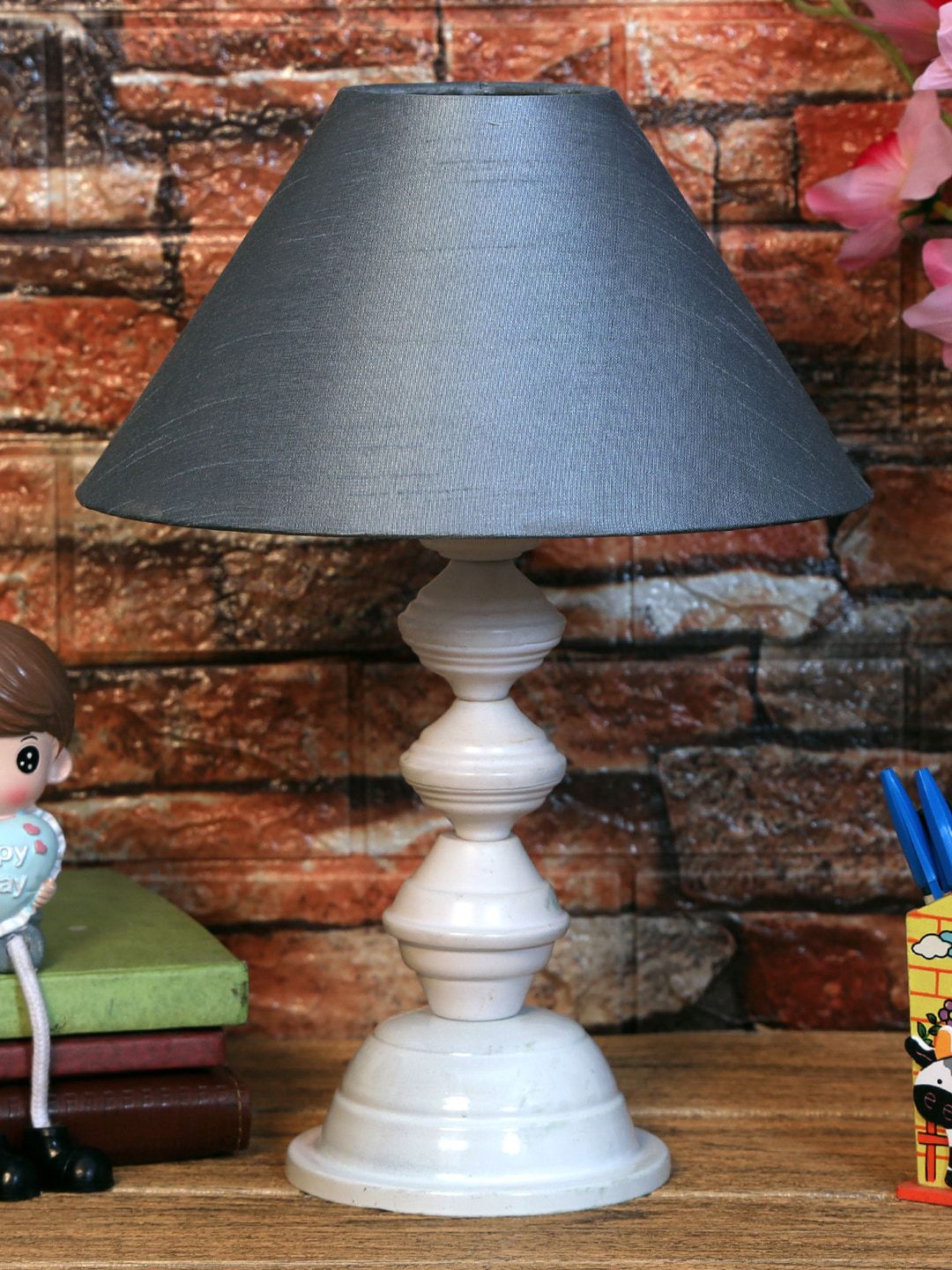foziq Grey Solid Metal Table Lamp Price in India