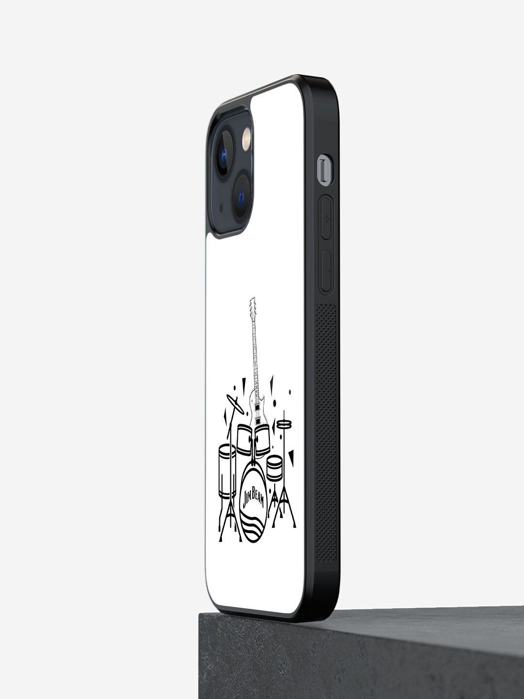 macmerise White & Black Printed Jim Beam The Band iPhone 13 Glass Phone Back Case Price in India