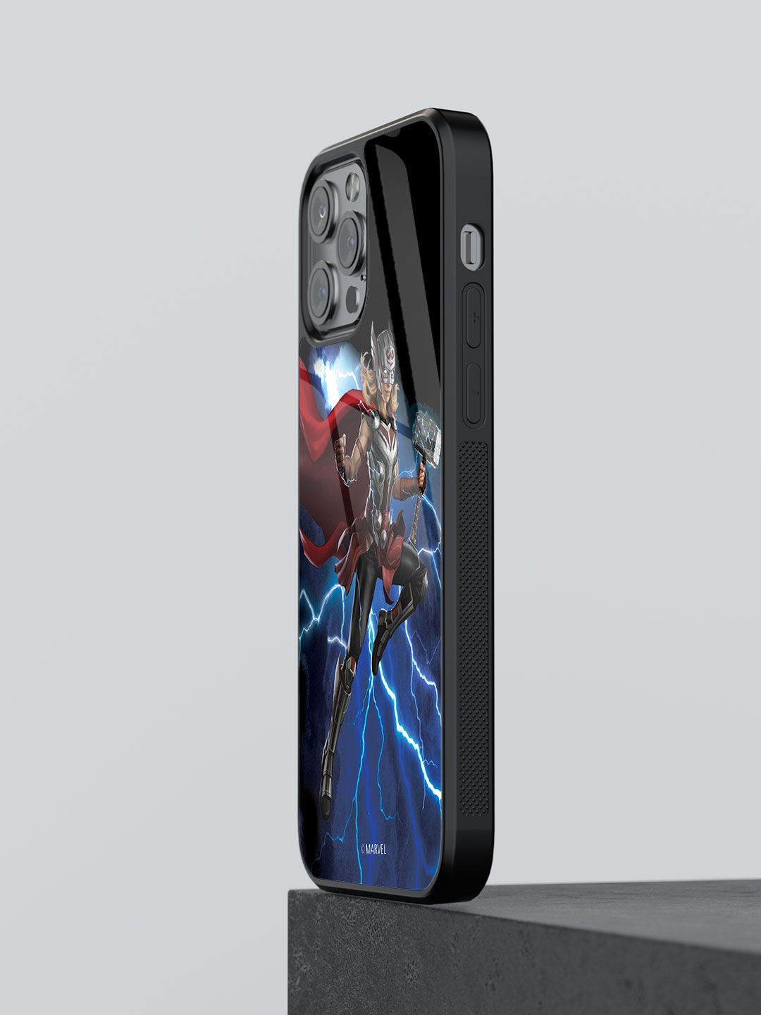 macmerise Blue & Black Mighty Thor Attack Printed iPhone 12 Pro Max Back Cover Price in India