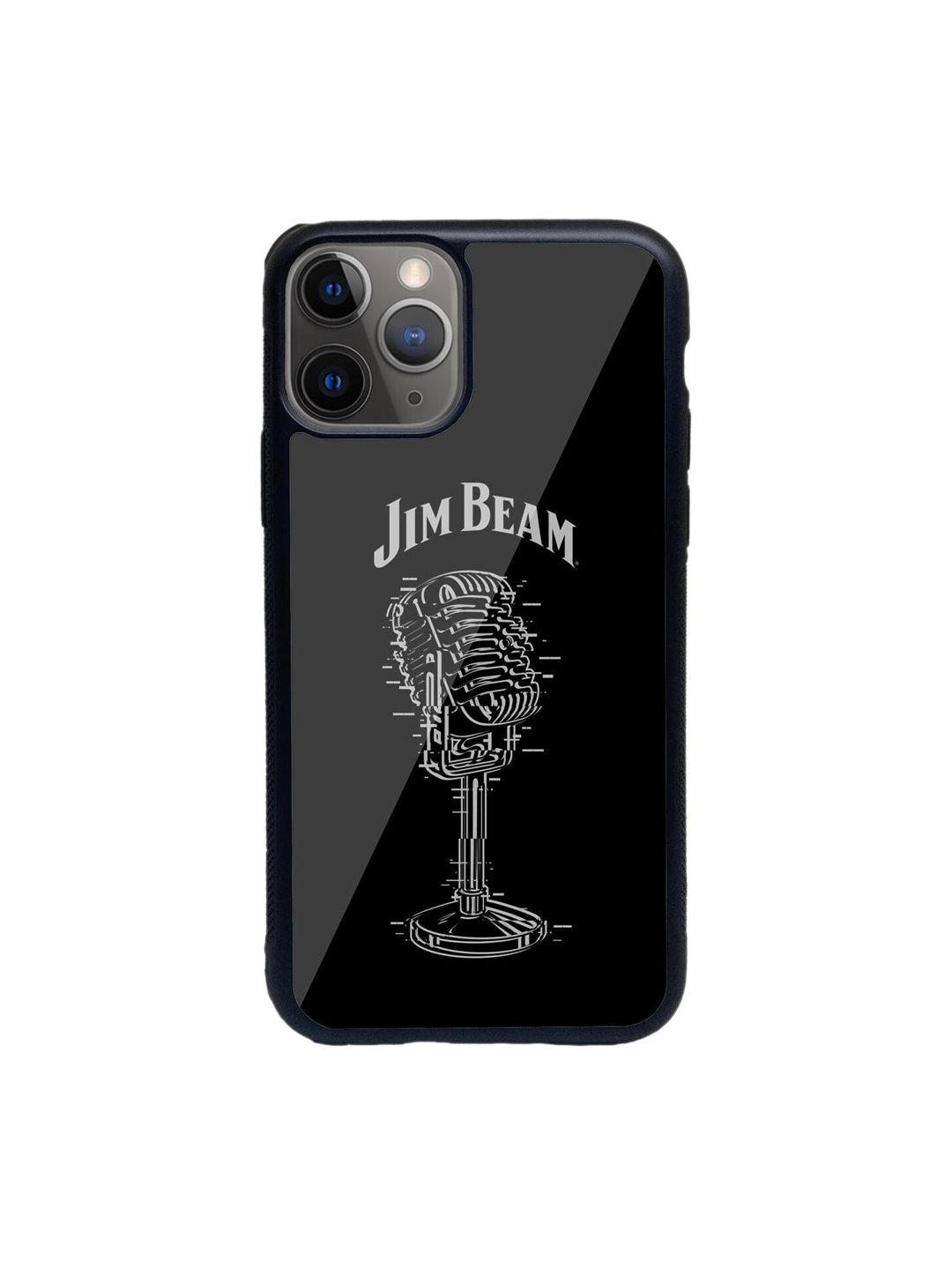 macmerise Black Jim Beam Retro Mic Printed iPhone 11 Pro Glass Back Case Price in India