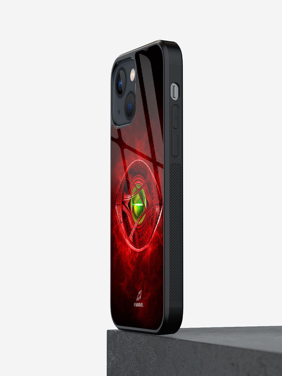 macmerise Black & Red Printed The Eye of Agamotto Glass iPhone 13 Mini Back Case Price in India