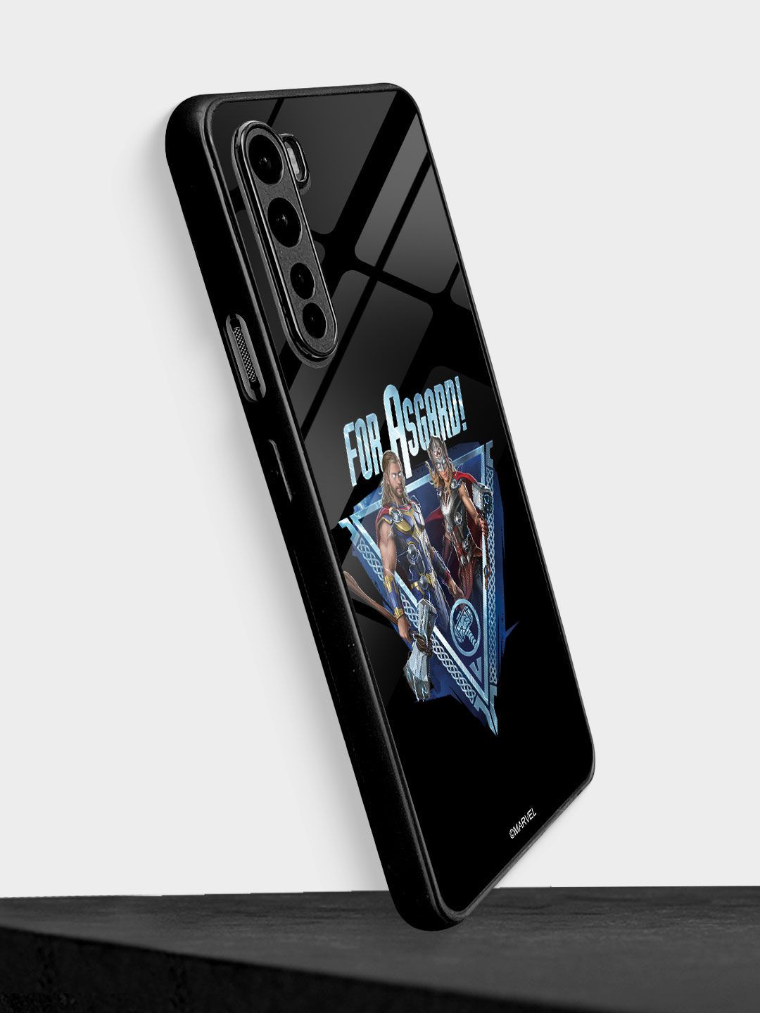 macmerise Black & Blue Printed For Asgard Oneplus Nord Glass Phone Back Case Price in India