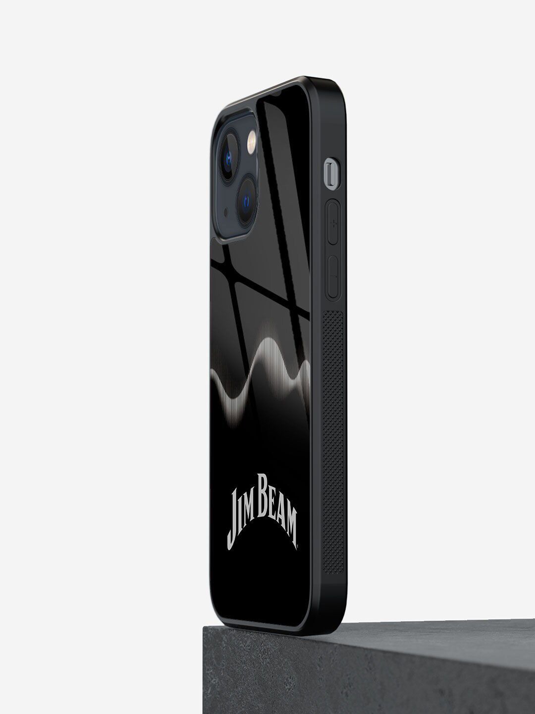 macmerise Black Jim Beam Sound Waves Printed iPhone 13 Mini Glass Back Case Price in India