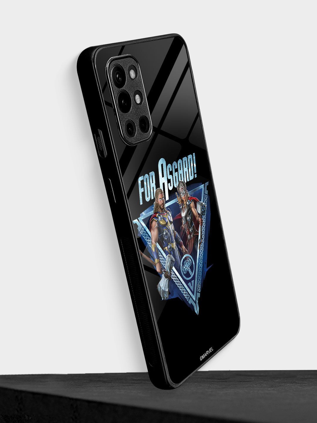 macmerise Black For Asgard Printed OnePlus 9R Glass Back Case Price in India