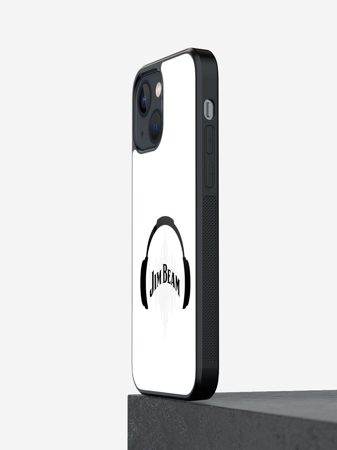 macmerise White & Black Printed Jim Beam Solid Sound iPhone 13 Glass Phone Back Case Price in India