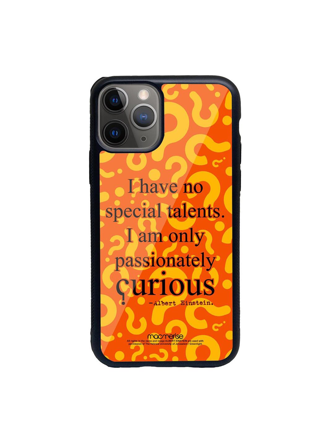 macmerise Orange & Yellow Curious Albert Einstein Printed iPhone 11 Pro Back Case Price in India