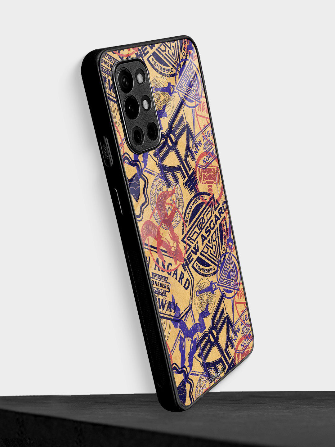 Macmerise Beige New Asgard Stamps Printed OnePlus 9R Back Case Price in India