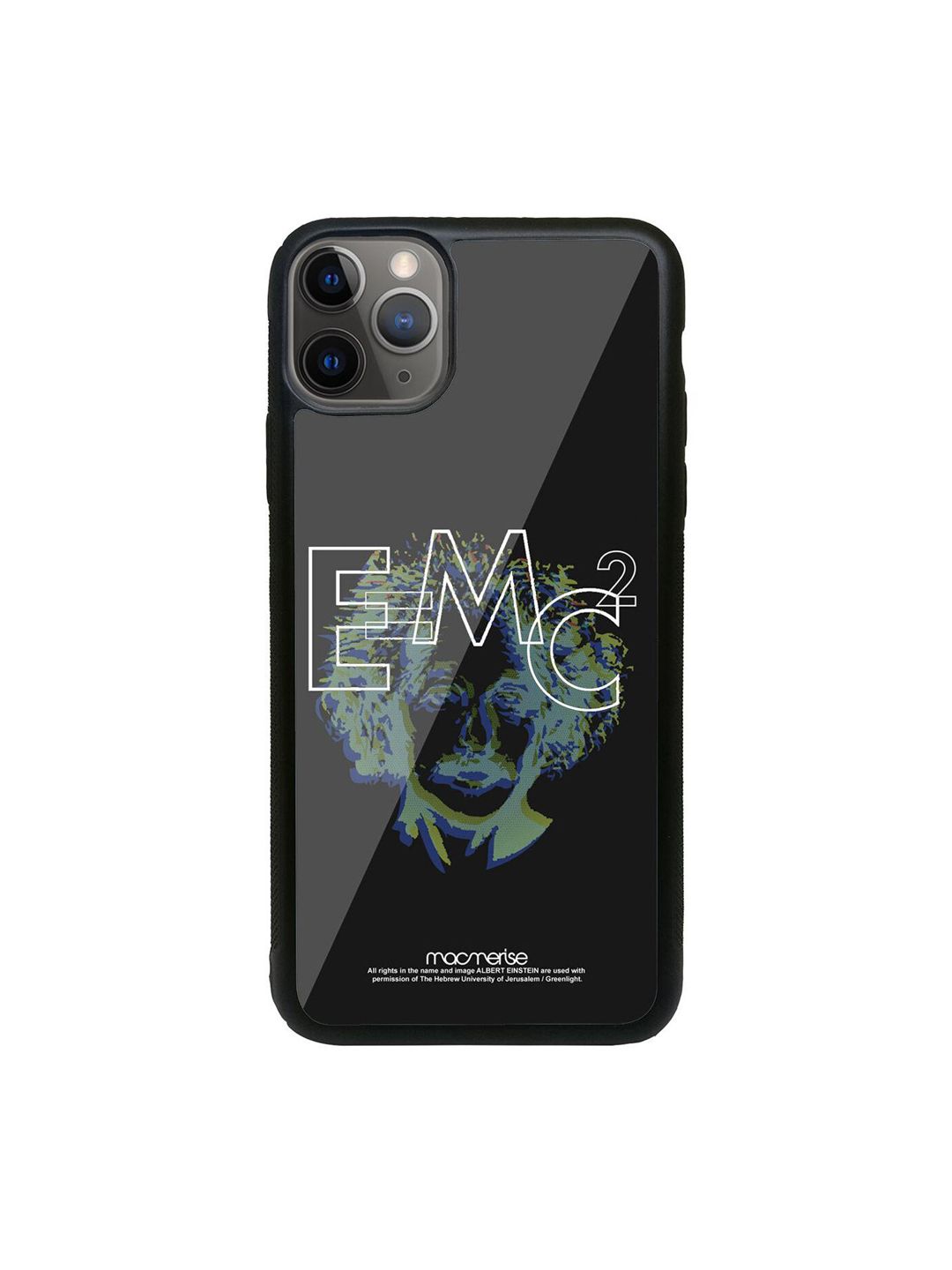 macmerise Black & White Printed Mass Energy Equivalence Glass iPhone 11 Pro Max Back Case Price in India