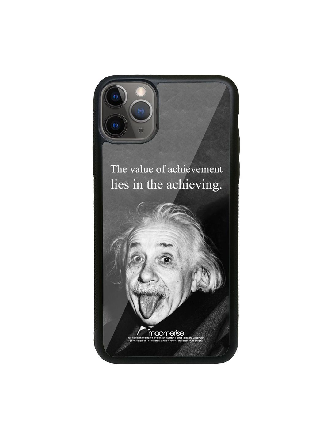 macmerise Black Albert Einstein Printed iPhone 11 Pro Max Glass Phone Case Price in India