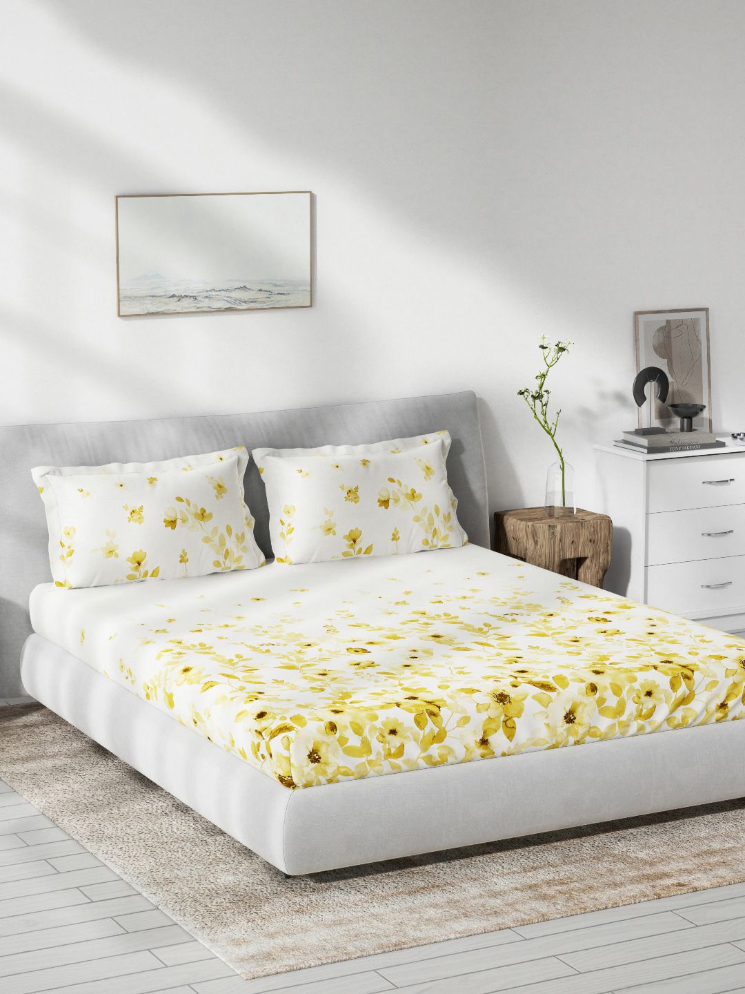 DDecor Unisex Yellow Bedsheets Price in India