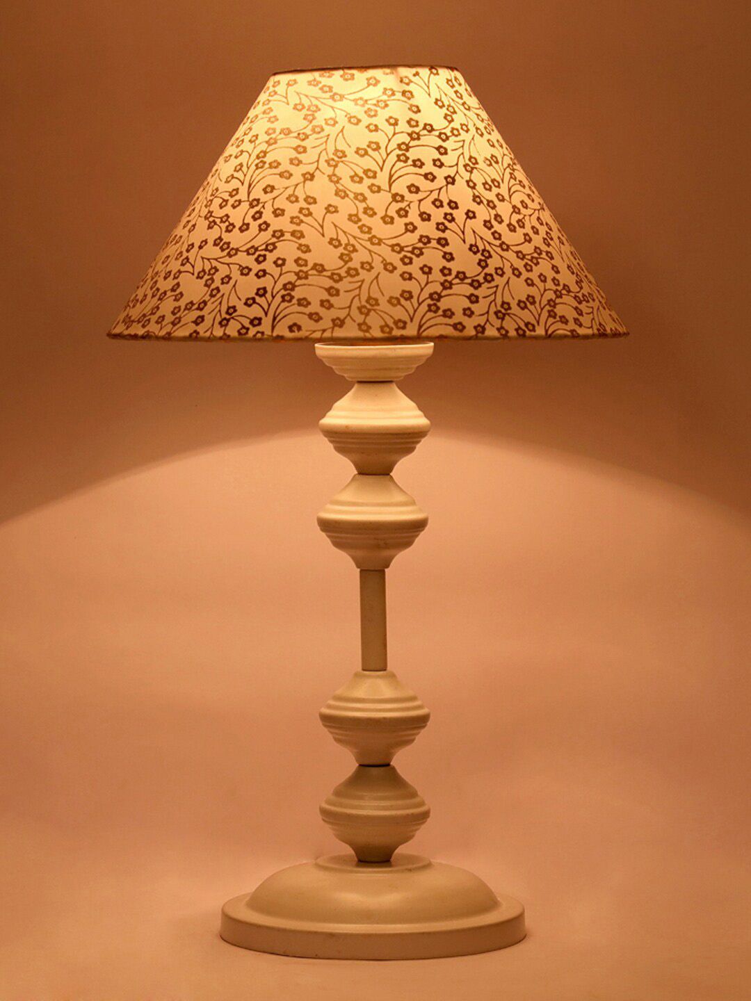 foziq White & Gold-Toned Textured Table Lamps With Shade Price in India