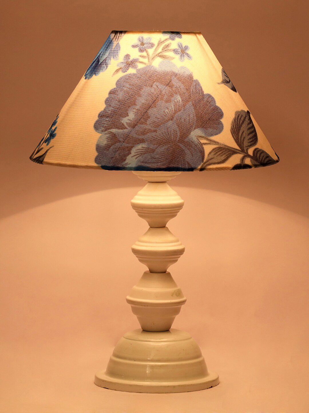 foziq White & Blue Printed Table Lamp Price in India