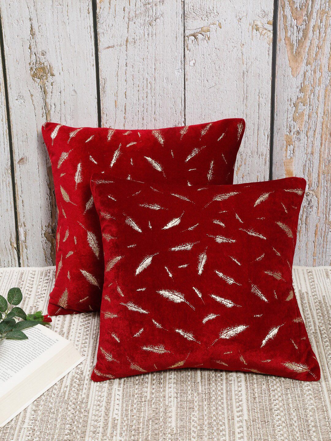 Slushy Mushy Set of 2 Embellished Square Cushion Covers Price in India