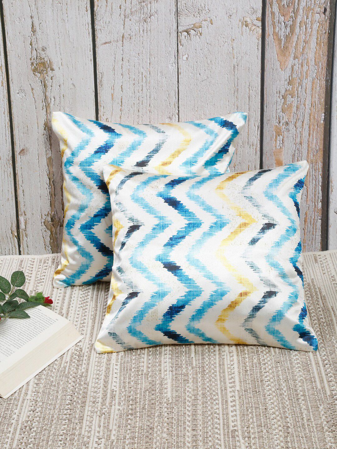 Slushy Mushy Set of 2 Geometric Square Cushion Covers Price in India