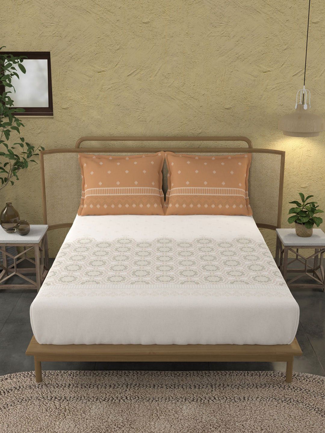 Trident Unisex Orange Bedsheets Price in India