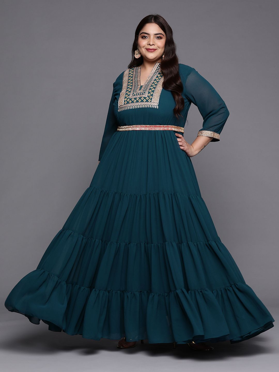 white christmas dresses Janasya Light Cotton Yoke Design A-Line Dress
