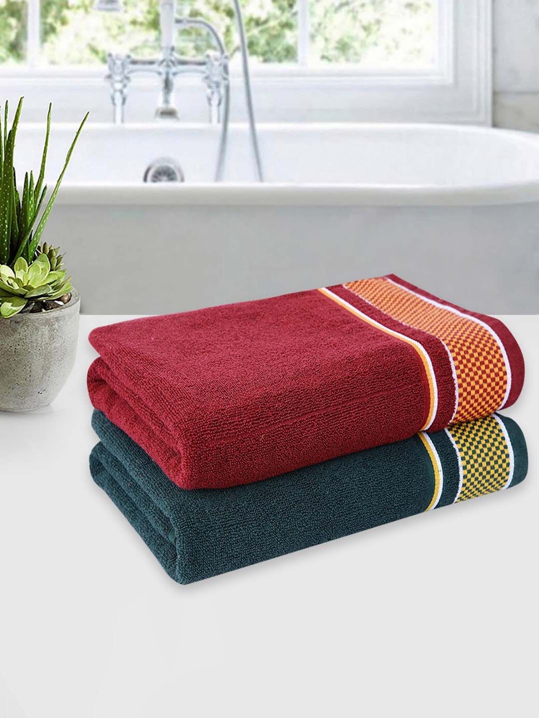 ROMEE Set Of 4  Solid 500 GSM Cotton Bath Towels Price in India