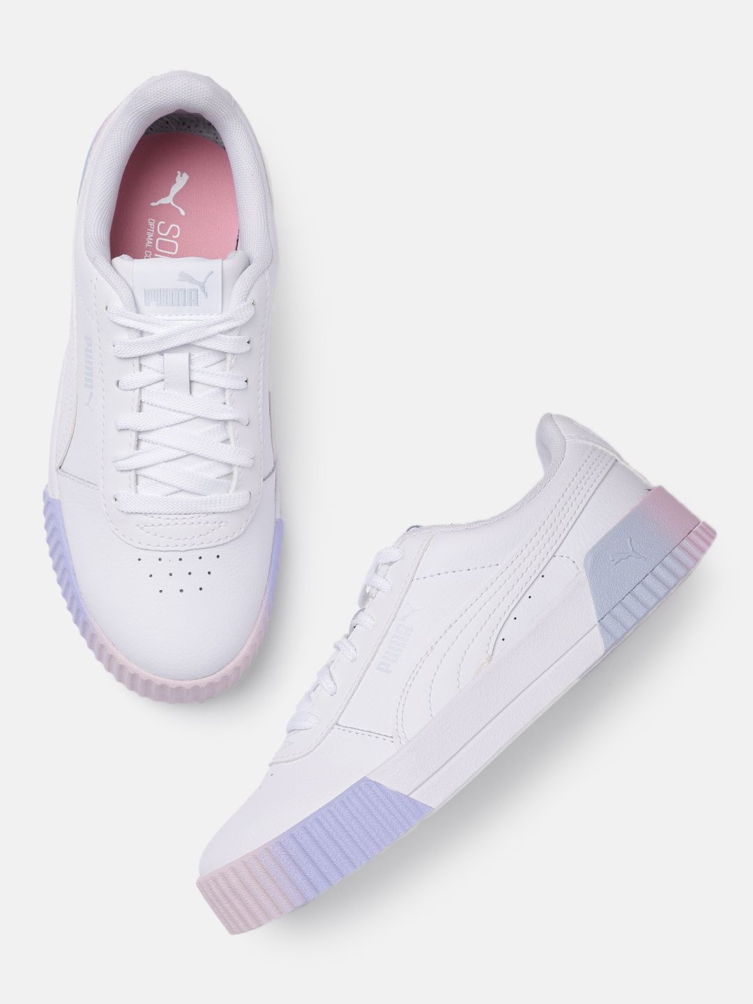 Puma Women White Carina Fade Leather Sneakers Price in India