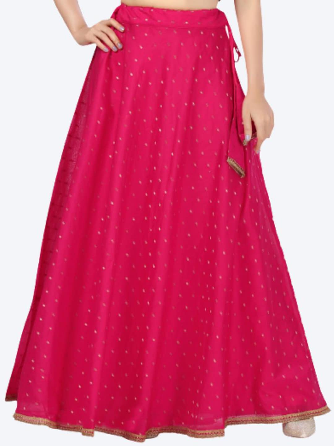 Studio Shringaar Women Pink Chanderi Silk Self Design  Lehenga Skirt Price in India