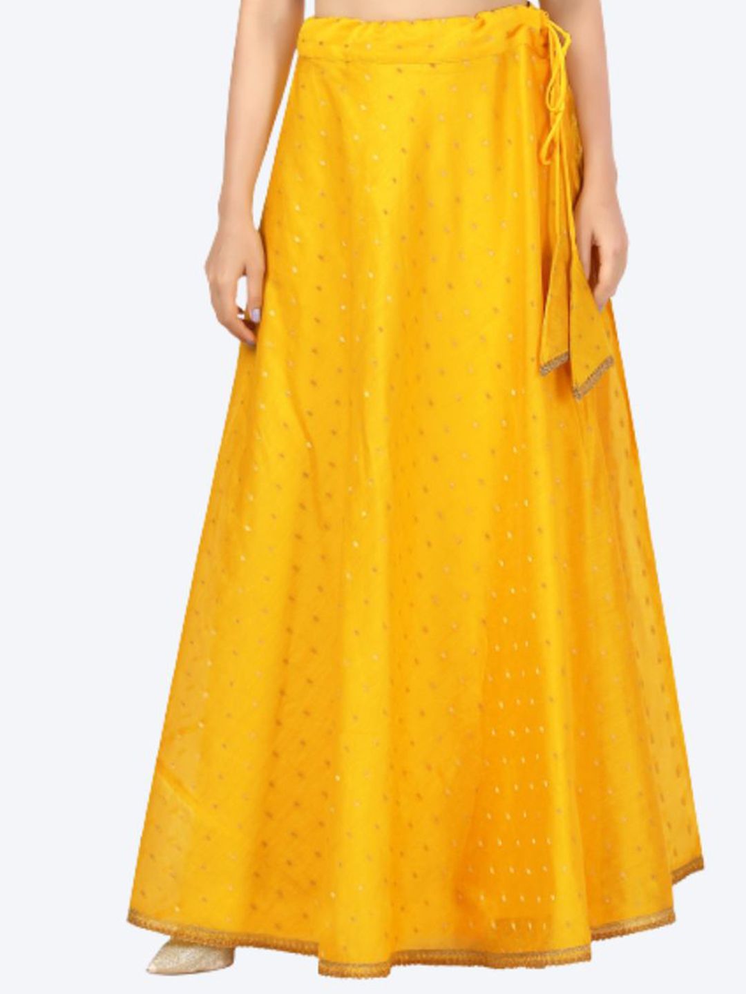 Studio Shringaar Women Yellow Embellished Flared Skirt Lehenga Price in India