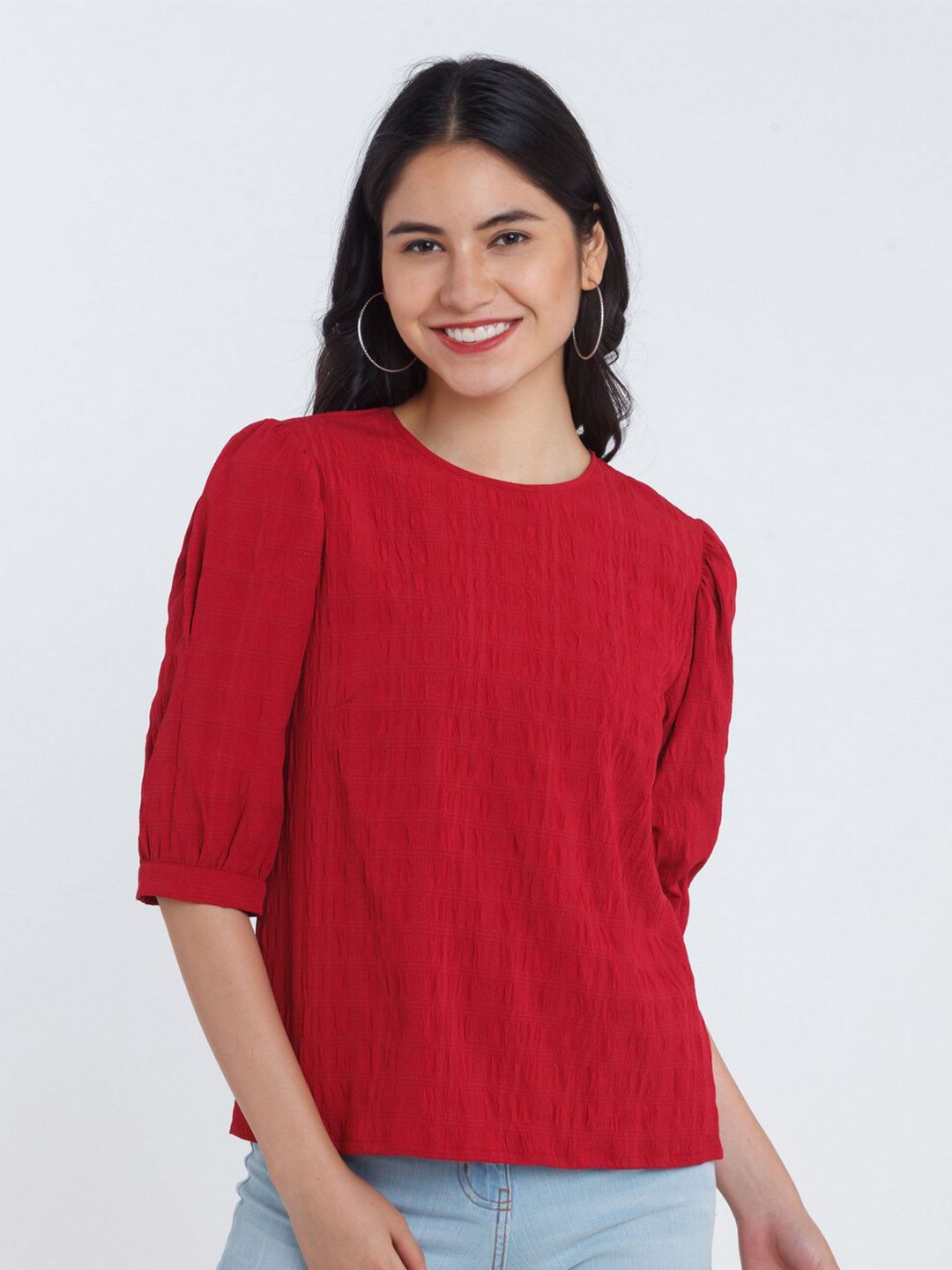 Zink London Women Red Blouson Top Price in India