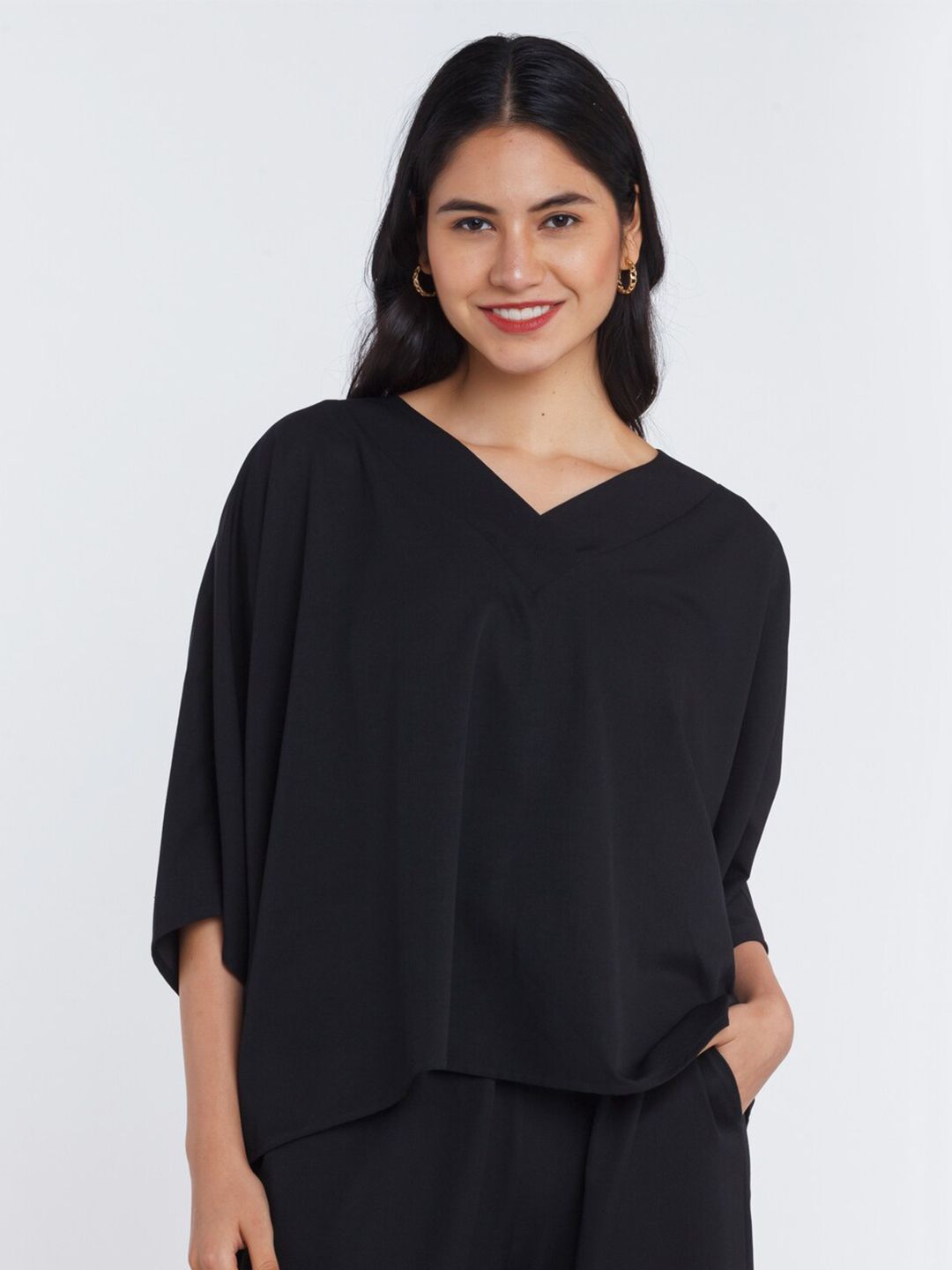Zink London Women Black Styled Back Top Price in India