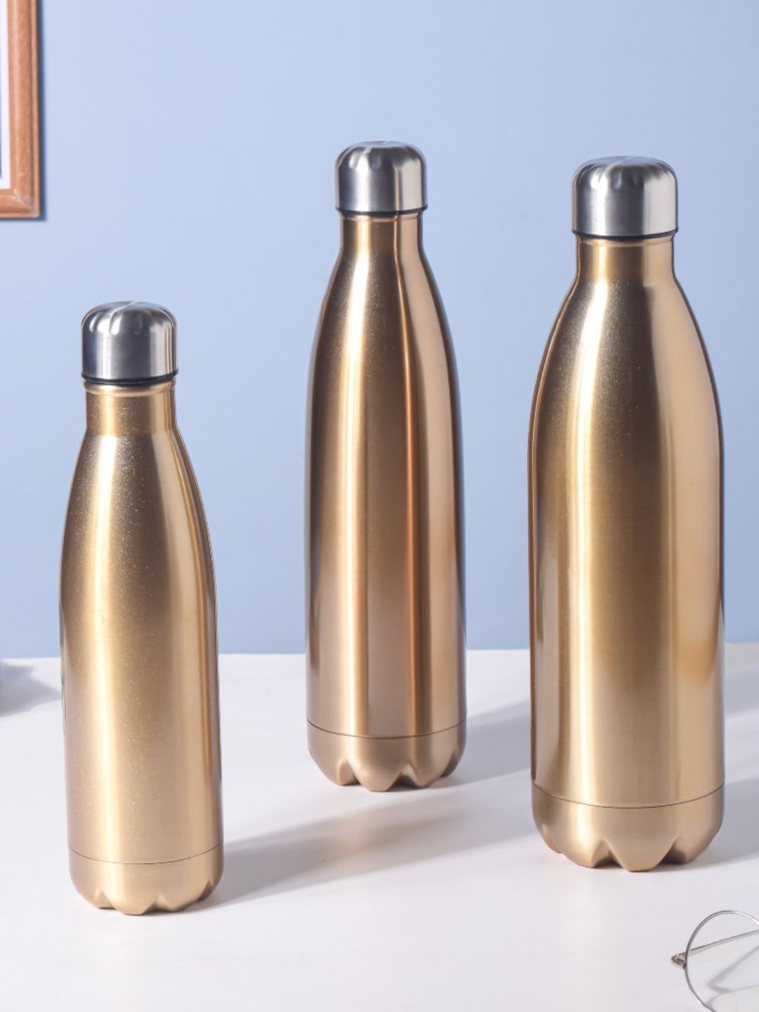 Nestasia Gold-Toned Solid Stainless Steel Water Bottle Price in India
