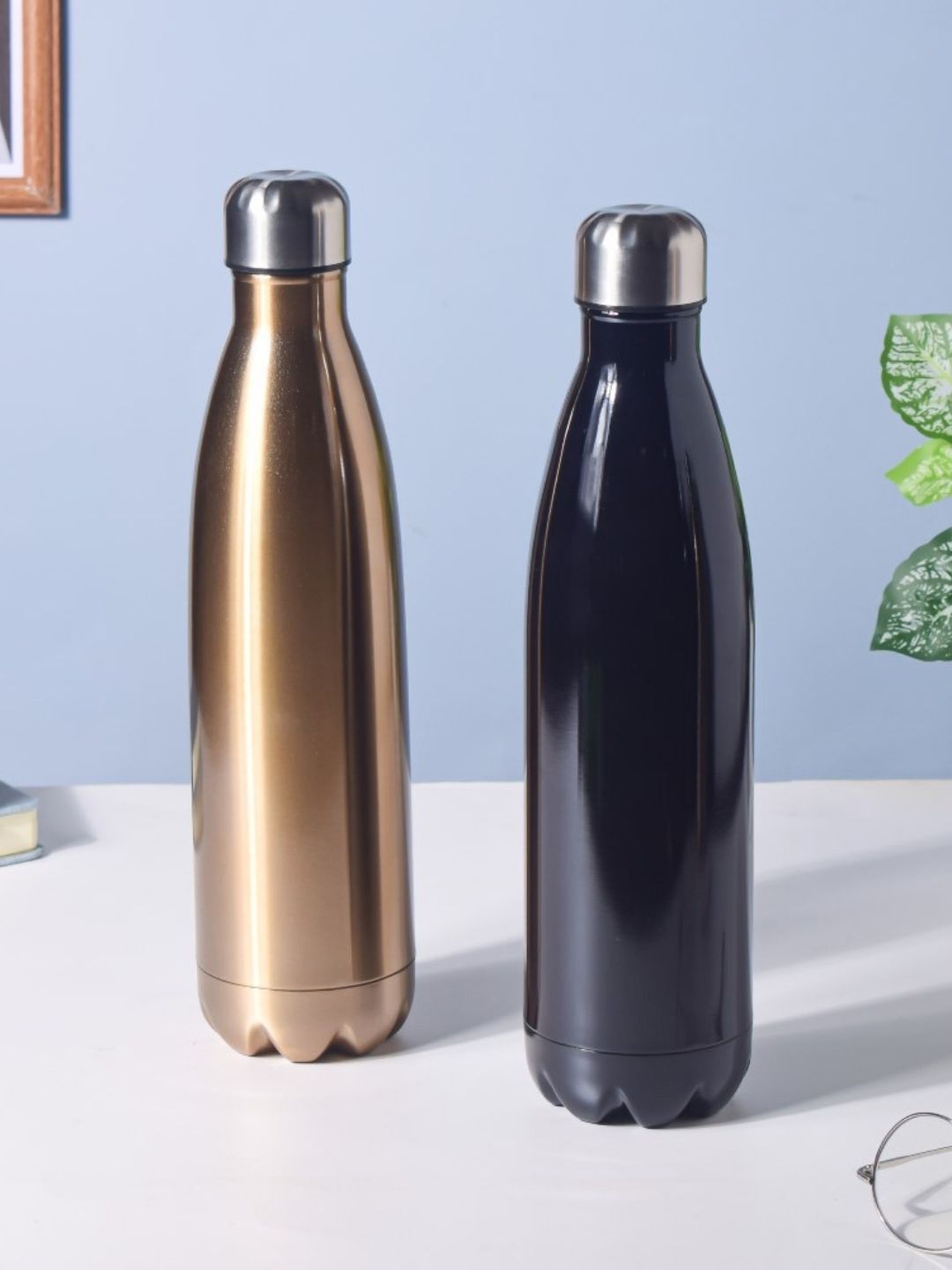 Nestasia Black Solid Double Wall Vacuum Stainless Steel Water Bottle Price in India