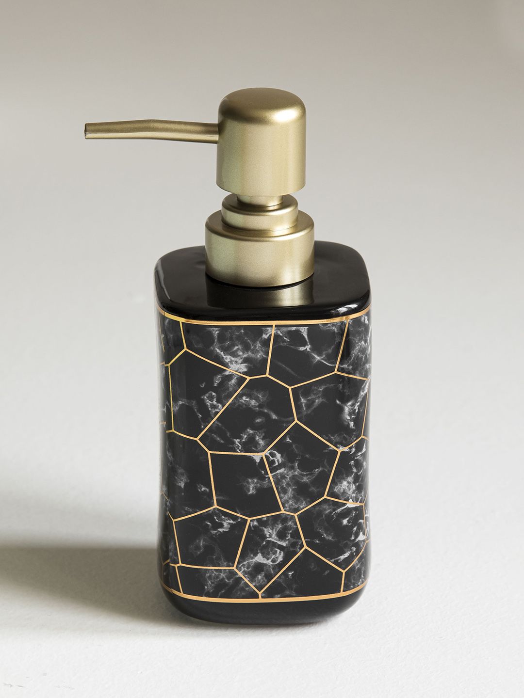 Clasiko Black & Gold-Toned Printed Ceramic Soap Dispenser Price in India