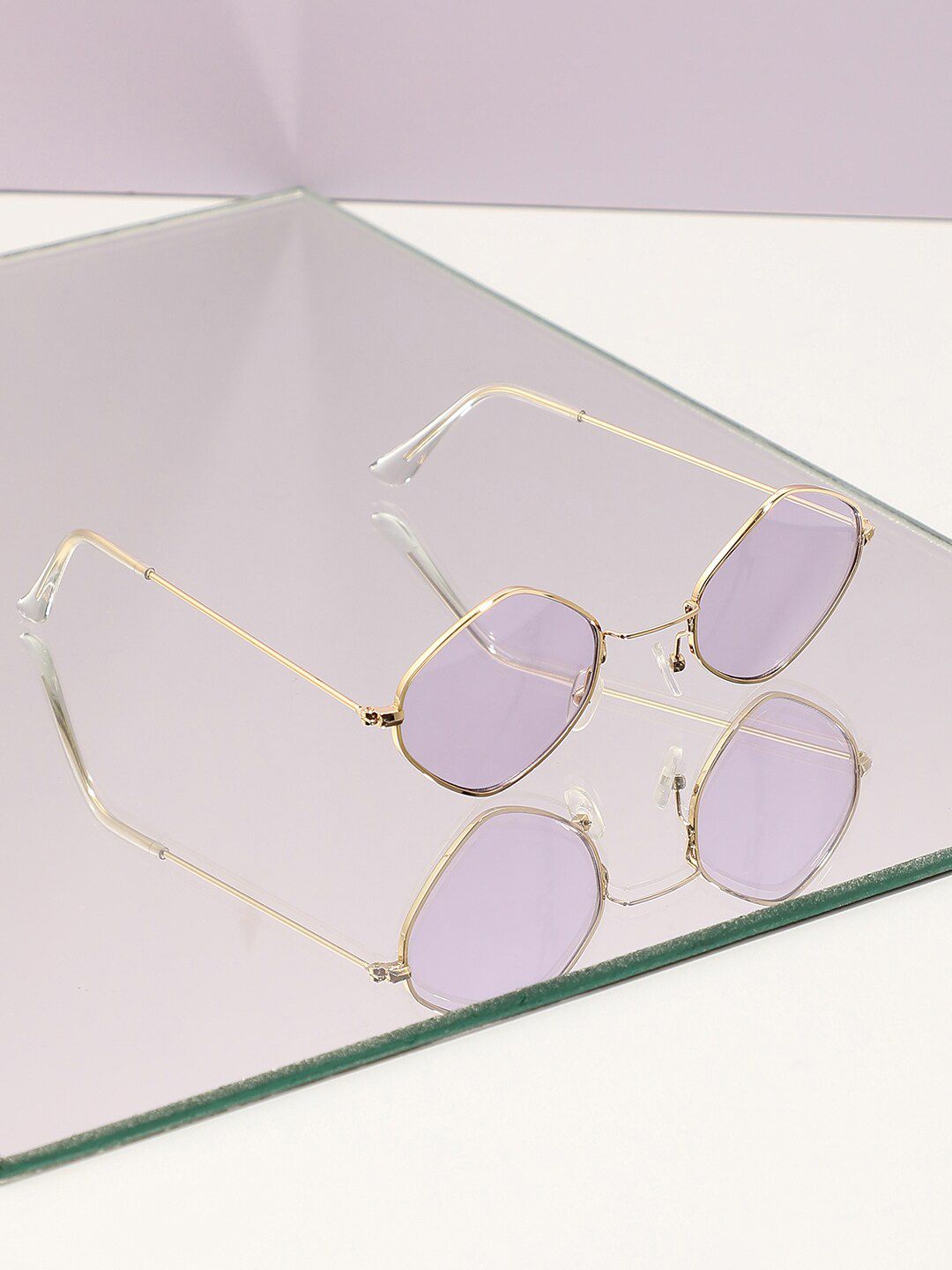 HAUTE SAUCE by Campus Sutra Women Purple Lens & Gold-Toned Other Sunglasses with Polarised Lens