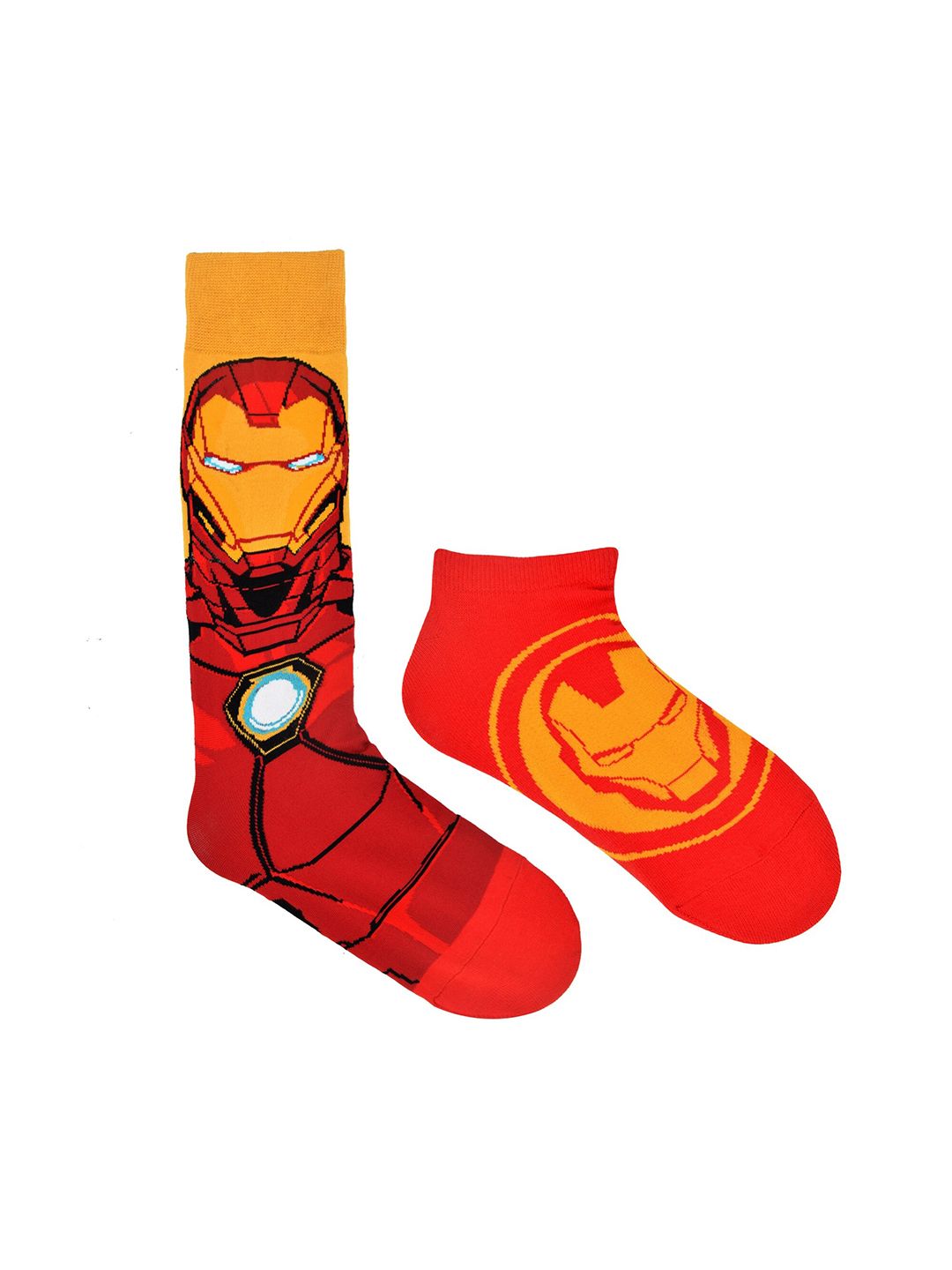 Balenzia x Marvel Men Pack Of 2 Red Iron Man Printed Cotton Ankle & Calf Length Socks