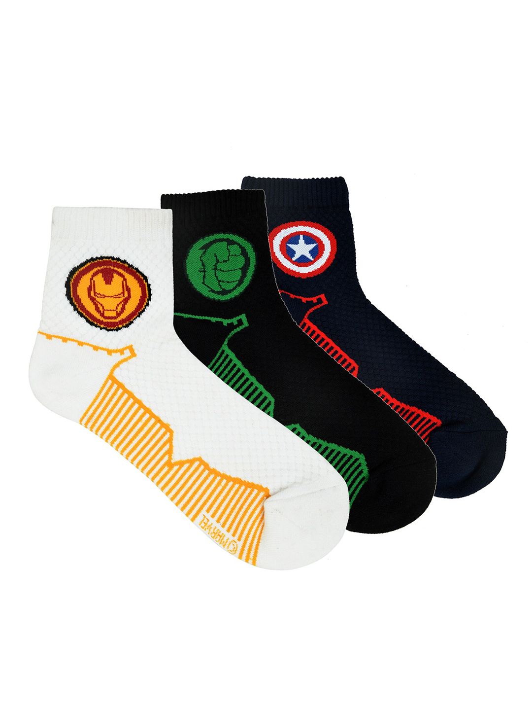 Balenzia x Marvel Men Pack Of 3 Captain America & Hulk Ankle Patterned Ankle-Length Socks