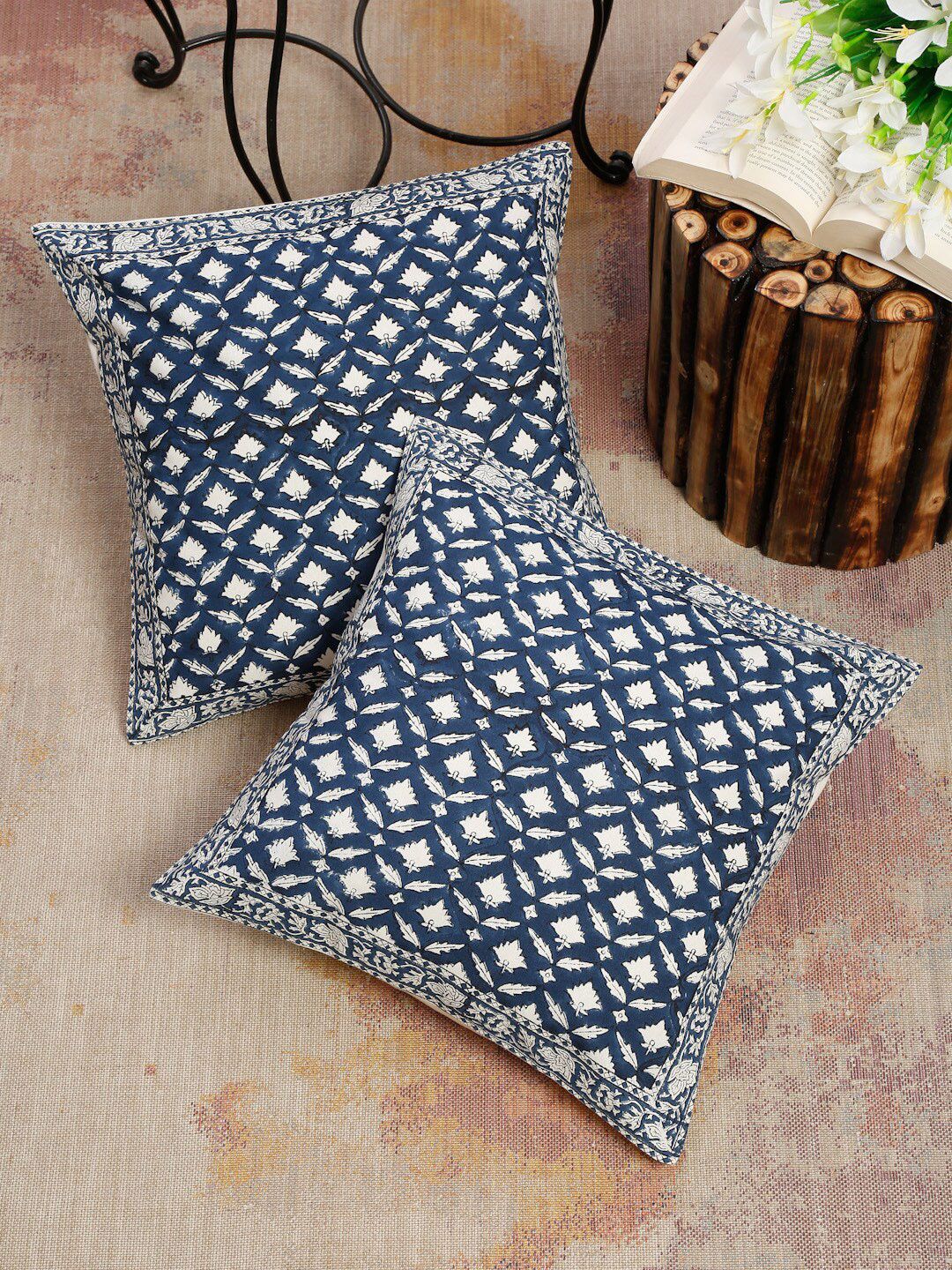 EK BY EKTA KAPOOR  Set of 2 Geometric Square Cushion Covers Price in India