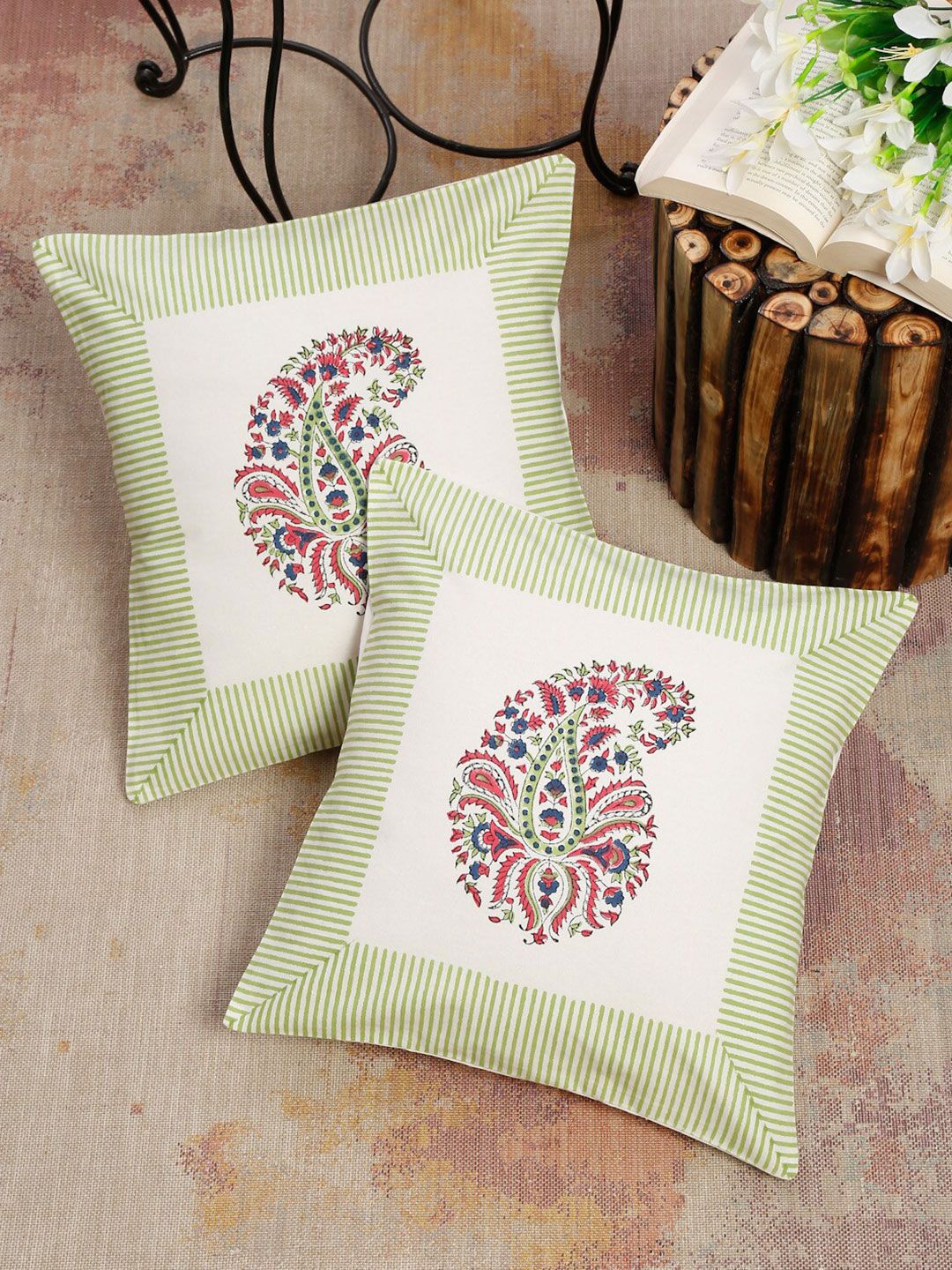 EK BY EKTA KAPOOR  Set of 2 Floral Square Cushion Covers Price in India