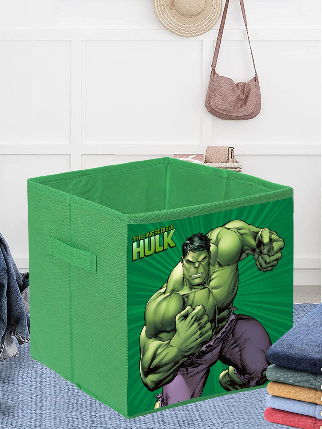 Kuber Industries Set Of 2 Green Marvel Hulk Printed Storage Box Organisers Price in India