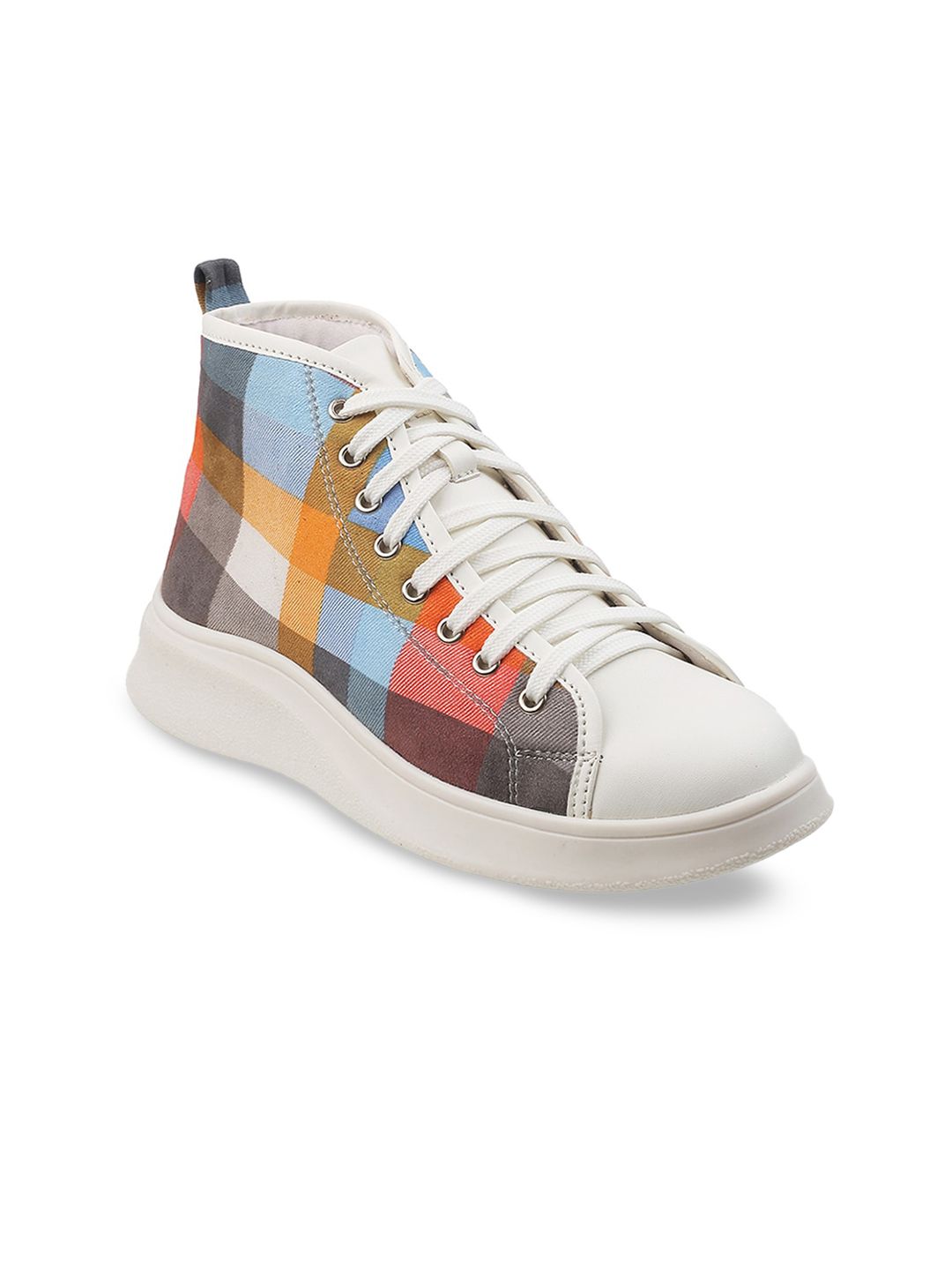 Mochi Women Multicolor Checked Lace Up Sneaker Shoes Price in India