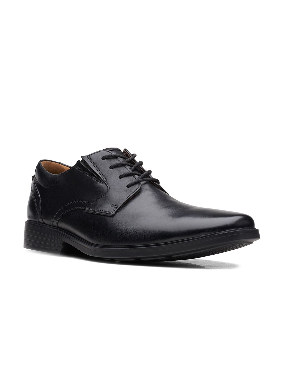 Clarks Clarks Men Black Bensley Run Leather Solid Formal Derbys