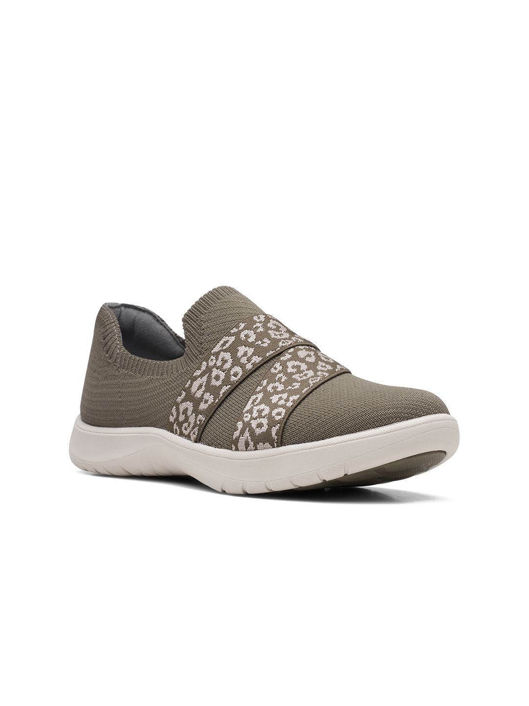 Clarks Women Olive Green Textured Slip-On Sneakers Price in India