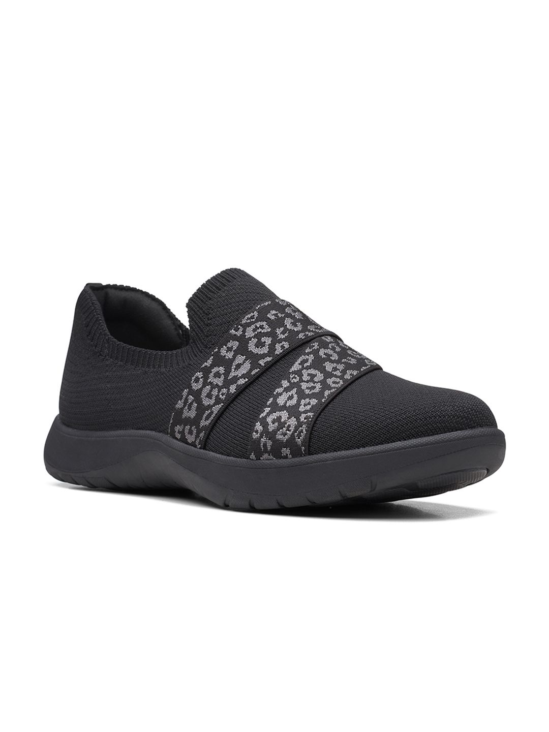 Clarks Women Black Woven Design Slip-On Sneakers Price in India