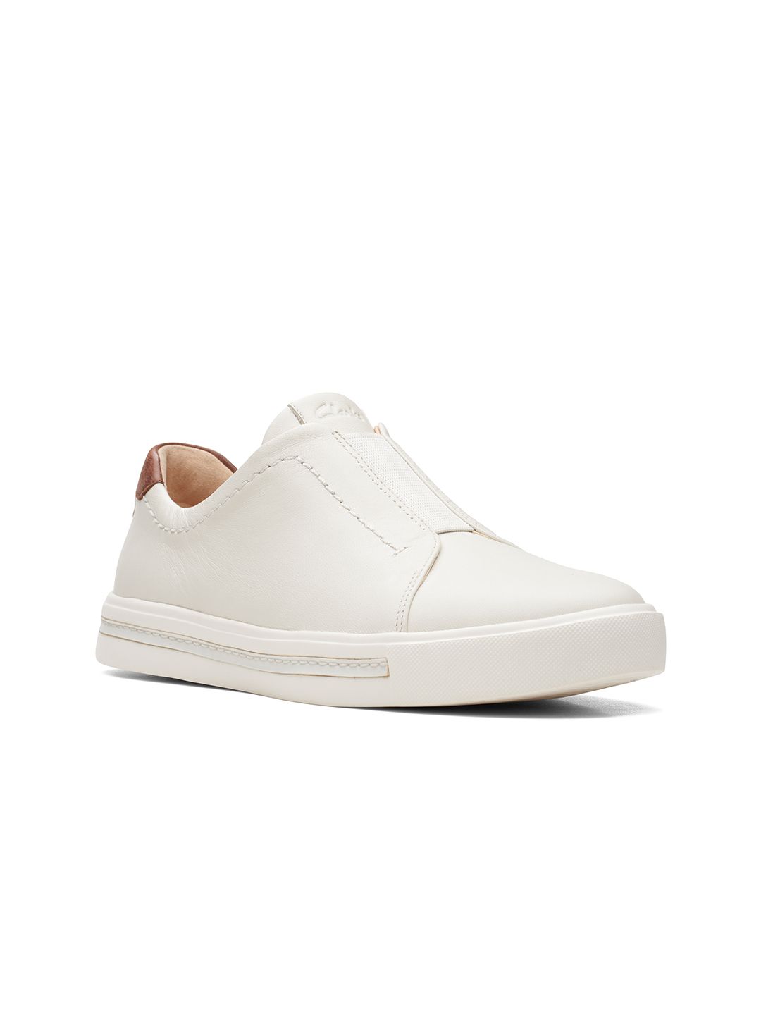 Clarks Women White Leather Slip-On Sneakers Price in India